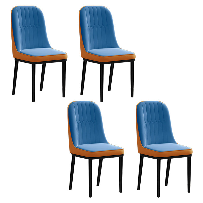 Scandinavian Style Metal Chair Set Kitchen Solid Back Dining Side Chairs Blue-Orange 4 Piece Set Clearhalo ' kitchen&dining_furn' 'Dining Chairs' 'Dining Tables & Seating' 'dining_chair' 'furn' 'furn_dining_chair' 'Furniture' 'furniture_dining_chair' 'Kitchen & Dining Furniture' 'kitchen' 3967781