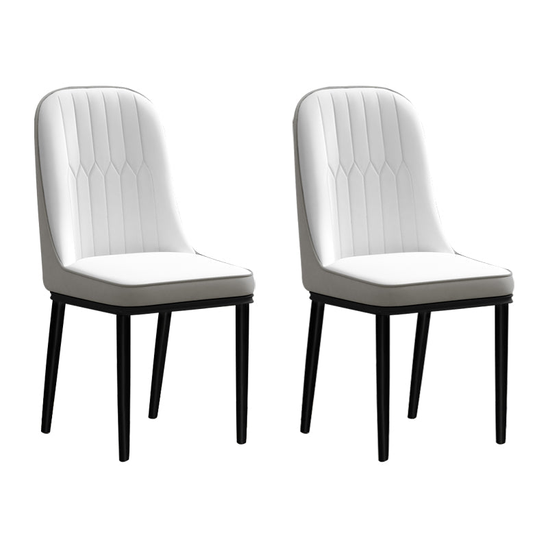Scandinavian Style Metal Chair Set Kitchen Solid Back Dining Side Chairs White-Gray 2 Piece Set Clearhalo ' kitchen&dining_furn' 'Dining Chairs' 'Dining Tables & Seating' 'dining_chair' 'furn' 'furn_dining_chair' 'Furniture' 'furniture_dining_chair' 'Kitchen & Dining Furniture' 'kitchen' 3967783