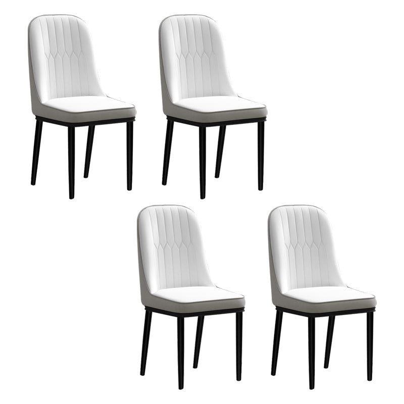 Scandinavian Style Metal Chair Set Kitchen Solid Back Dining Side Chairs White-Gray 4 Piece Set Clearhalo ' kitchen&dining_furn' 'Dining Chairs' 'Dining Tables & Seating' 'dining_chair' 'furn' 'furn_dining_chair' 'Furniture' 'furniture_dining_chair' 'Kitchen & Dining Furniture' 'kitchen' 3967784