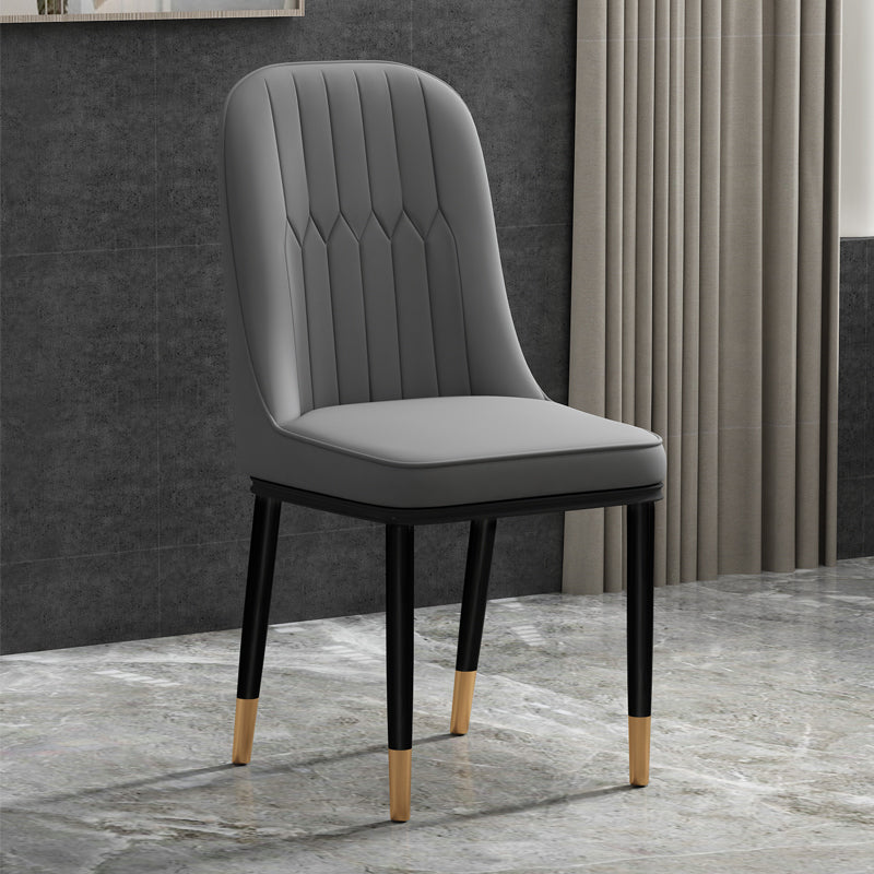 Scandinavian Style Metal Chair Set Kitchen Solid Back Dining Side Chairs Dark Gray 1 Piece Clearhalo ' kitchen&dining_furn' 'Dining Chairs' 'Dining Tables & Seating' 'dining_chair' 'furn' 'furn_dining_chair' 'Furniture' 'furniture_dining_chair' 'Kitchen & Dining Furniture' 'kitchen' 3967785