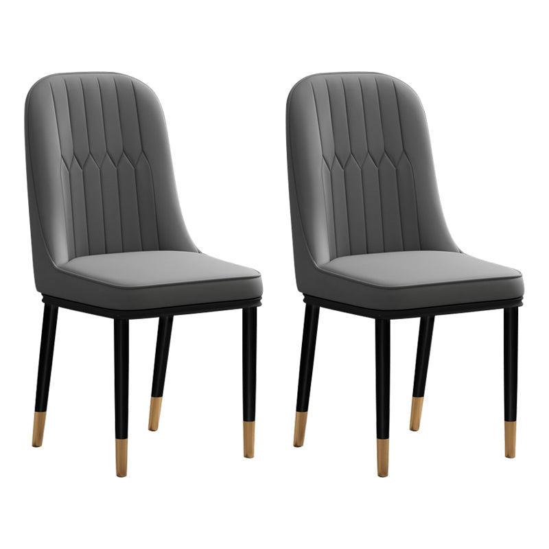 Scandinavian Style Metal Chair Set Kitchen Solid Back Dining Side Chairs Dark Gray 2 Piece Set Clearhalo ' kitchen&dining_furn' 'Dining Chairs' 'Dining Tables & Seating' 'dining_chair' 'furn' 'furn_dining_chair' 'Furniture' 'furniture_dining_chair' 'Kitchen & Dining Furniture' 'kitchen' 3967786