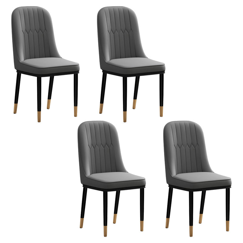 Scandinavian Style Metal Chair Set Kitchen Solid Back Dining Side Chairs Dark Gray 4 Piece Set Clearhalo ' kitchen&dining_furn' 'Dining Chairs' 'Dining Tables & Seating' 'dining_chair' 'furn' 'furn_dining_chair' 'Furniture' 'furniture_dining_chair' 'Kitchen & Dining Furniture' 'kitchen' 3967787
