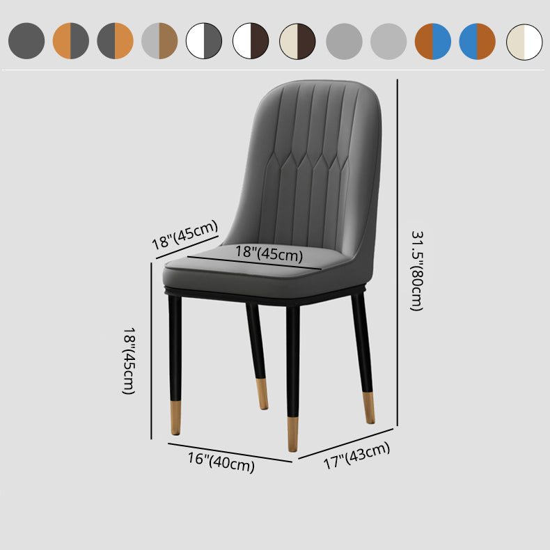 Scandinavian Style Metal Chair Set Kitchen Solid Back Dining Side Chairs Clearhalo ' kitchen&dining_furn' 'Dining Chairs' 'Dining Tables & Seating' 'dining_chair' 'furn' 'furn_dining_chair' 'Furniture' 'furniture_dining_chair' 'Kitchen & Dining Furniture' 'kitchen' 3967788