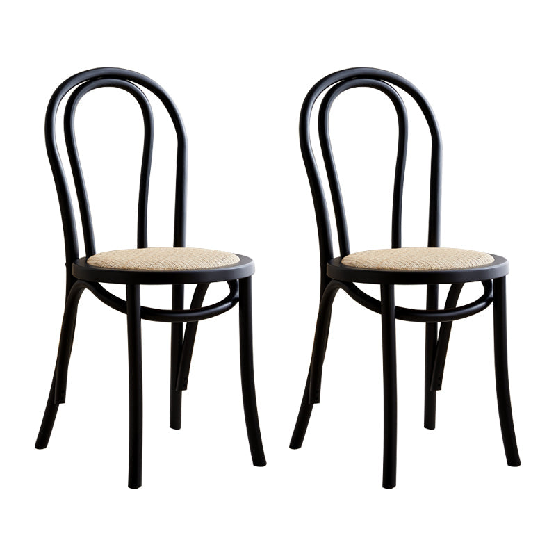 Modern Style Beech Wood Chairs Windsor Back Side Dining Kitchen Chair Set Black Wicker & Rattan 2 Piece Set Clearhalo ' kitchen&dining_furn' 'Dining Chairs' 'Dining Tables & Seating' 'dining_chair' 'furn' 'furn_dining_chair' 'Furniture' 'furniture_dining_chair' 'Kitchen & Dining Furniture' 'kitchen' 3967804