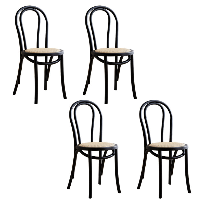Modern Style Beech Wood Chairs Windsor Back Side Dining Kitchen Chair Set Black Wicker & Rattan 4 Piece Set Clearhalo ' kitchen&dining_furn' 'Dining Chairs' 'Dining Tables & Seating' 'dining_chair' 'furn' 'furn_dining_chair' 'Furniture' 'furniture_dining_chair' 'Kitchen & Dining Furniture' 'kitchen' 3967806