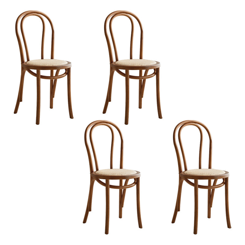 Modern Style Beech Wood Chairs Windsor Back Side Dining Kitchen Chair Set Brown Wicker & Rattan 4 Piece Set Clearhalo ' kitchen&dining_furn' 'Dining Chairs' 'Dining Tables & Seating' 'dining_chair' 'furn' 'furn_dining_chair' 'Furniture' 'furniture_dining_chair' 'Kitchen & Dining Furniture' 'kitchen' 3967816