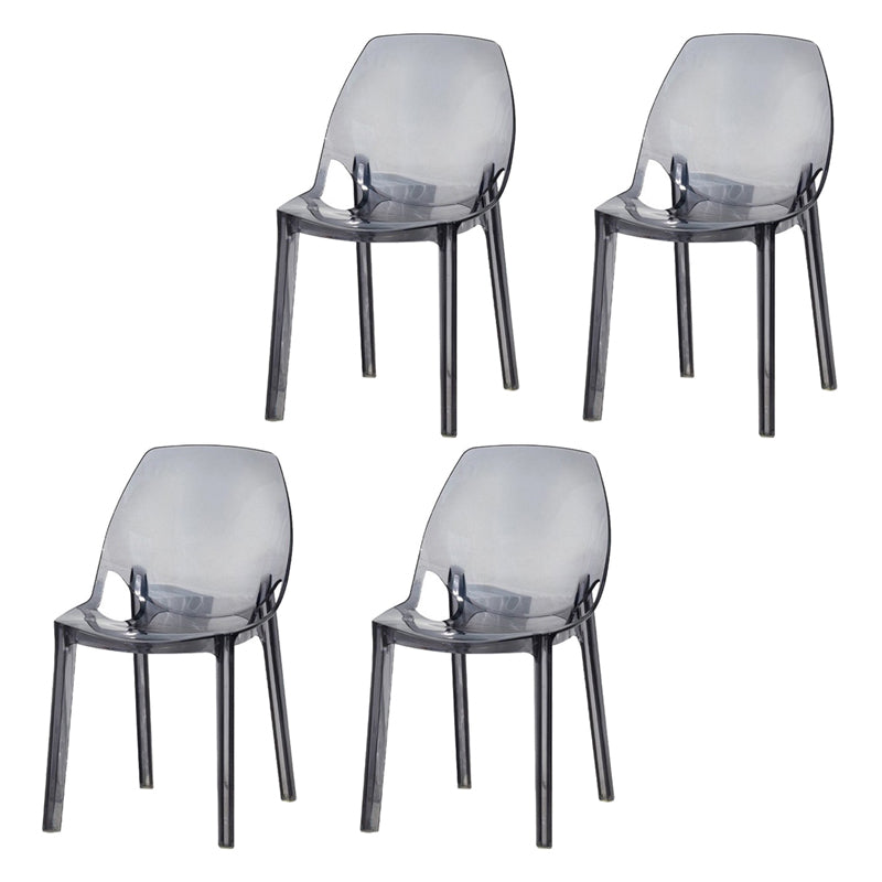 Scandinavian Style Plastic Chair Kitchen Solid Back Dining Side Chairs Smoke Gray 4 Piece Set Clearhalo ' kitchen&dining_furn' 'Dining Chairs' 'Dining Tables & Seating' 'dining_chair' 'furn' 'furn_dining_chair' 'Furniture' 'furniture_dining_chair' 'Kitchen & Dining Furniture' 'kitchen' 3967839