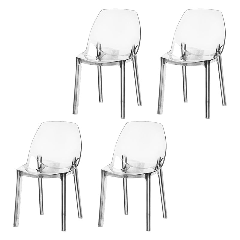 Scandinavian Style Plastic Chair Kitchen Solid Back Dining Side Chairs Clear 4 Piece Set Clearhalo ' kitchen&dining_furn' 'Dining Chairs' 'Dining Tables & Seating' 'dining_chair' 'furn' 'furn_dining_chair' 'Furniture' 'furniture_dining_chair' 'Kitchen & Dining Furniture' 'kitchen' 3967845