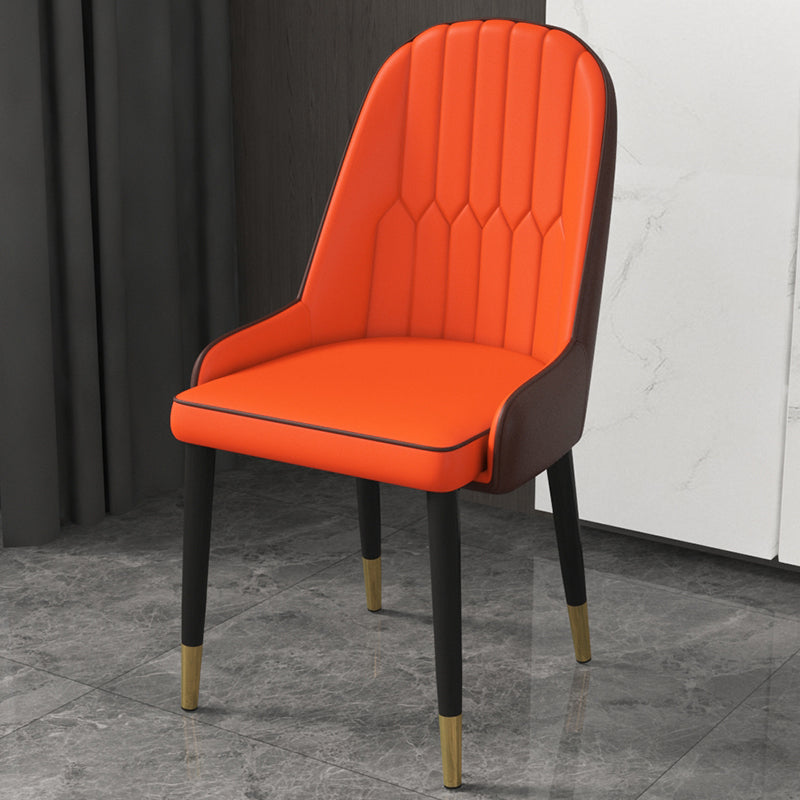 Home Scandinavian Arm Chair Parsons Back Upholstered Metal Dining Room Chair Orange 1 Piece Clearhalo ' kitchen&dining_furn' 'Dining Chairs' 'Dining Tables & Seating' 'dining_chair' 'furn' 'furn_dining_chair' 'Furniture' 'furniture_dining_chair' 'Kitchen & Dining Furniture' 'kitchen' 3967869
