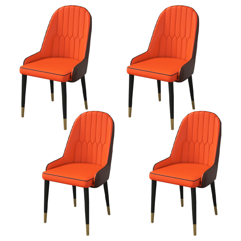 Home Scandinavian Arm Chair Parsons Back Upholstered Metal Dining Room Chair Orange 4 Piece Set Clearhalo ' kitchen&dining_furn' 'Dining Chairs' 'Dining Tables & Seating' 'dining_chair' 'furn' 'furn_dining_chair' 'Furniture' 'furniture_dining_chair' 'Kitchen & Dining Furniture' 'kitchen' 3967873
