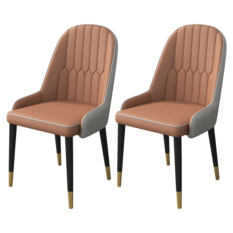 Home Scandinavian Arm Chair Parsons Back Upholstered Metal Dining Room Chair Brown 2 Piece Set Clearhalo ' kitchen&dining_furn' 'Dining Chairs' 'Dining Tables & Seating' 'dining_chair' 'furn' 'furn_dining_chair' 'Furniture' 'furniture_dining_chair' 'Kitchen & Dining Furniture' 'kitchen' 3967877