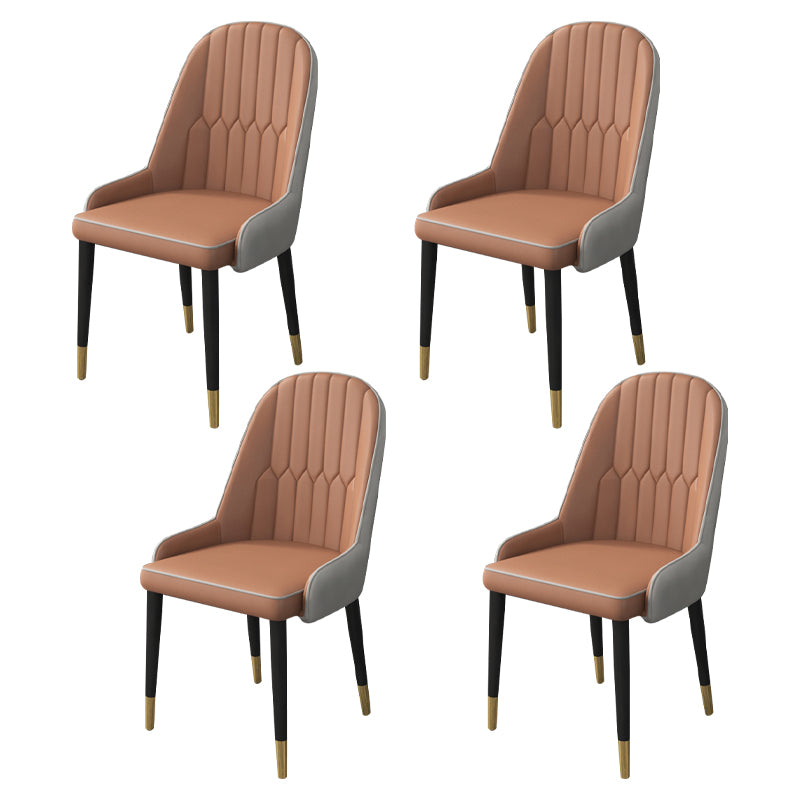 Home Scandinavian Arm Chair Parsons Back Upholstered Metal Dining Room Chair Brown 4 Piece Set Clearhalo ' kitchen&dining_furn' 'Dining Chairs' 'Dining Tables & Seating' 'dining_chair' 'furn' 'furn_dining_chair' 'Furniture' 'furniture_dining_chair' 'Kitchen & Dining Furniture' 'kitchen' 3967879