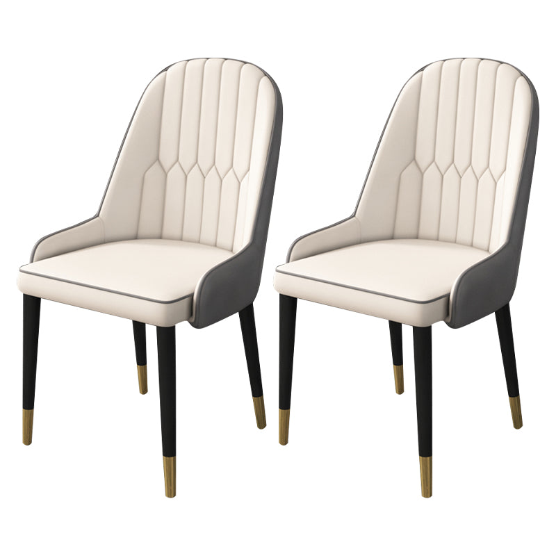 Home Scandinavian Arm Chair Parsons Back Upholstered Metal Dining Room Chair White-Gray 2 Piece Set Clearhalo ' kitchen&dining_furn' 'Dining Chairs' 'Dining Tables & Seating' 'dining_chair' 'furn' 'furn_dining_chair' 'Furniture' 'furniture_dining_chair' 'Kitchen & Dining Furniture' 'kitchen' 3967882