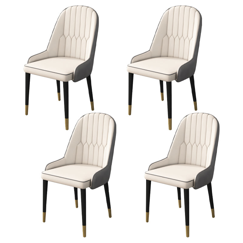 Home Scandinavian Arm Chair Parsons Back Upholstered Metal Dining Room Chair White-Gray 4 Piece Set Clearhalo ' kitchen&dining_furn' 'Dining Chairs' 'Dining Tables & Seating' 'dining_chair' 'furn' 'furn_dining_chair' 'Furniture' 'furniture_dining_chair' 'Kitchen & Dining Furniture' 'kitchen' 3967883