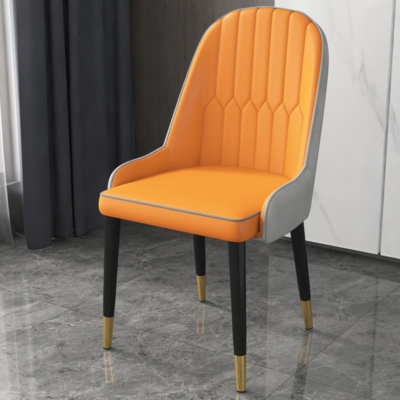 Home Scandinavian Arm Chair Parsons Back Upholstered Metal Dining Room Chair Gray-Yellow 1 Piece Clearhalo ' kitchen&dining_furn' 'Dining Chairs' 'Dining Tables & Seating' 'dining_chair' 'furn' 'furn_dining_chair' 'Furniture' 'furniture_dining_chair' 'Kitchen & Dining Furniture' 'kitchen' 3967887