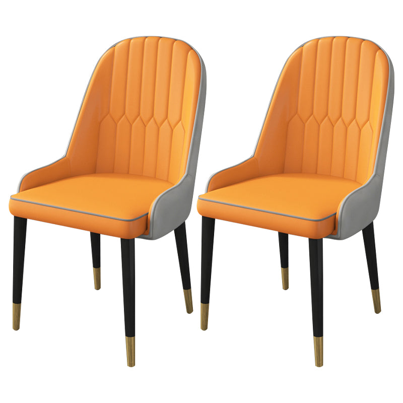 Home Scandinavian Arm Chair Parsons Back Upholstered Metal Dining Room Chair Gray-Yellow 2 Piece Set Clearhalo ' kitchen&dining_furn' 'Dining Chairs' 'Dining Tables & Seating' 'dining_chair' 'furn' 'furn_dining_chair' 'Furniture' 'furniture_dining_chair' 'Kitchen & Dining Furniture' 'kitchen' 3967888