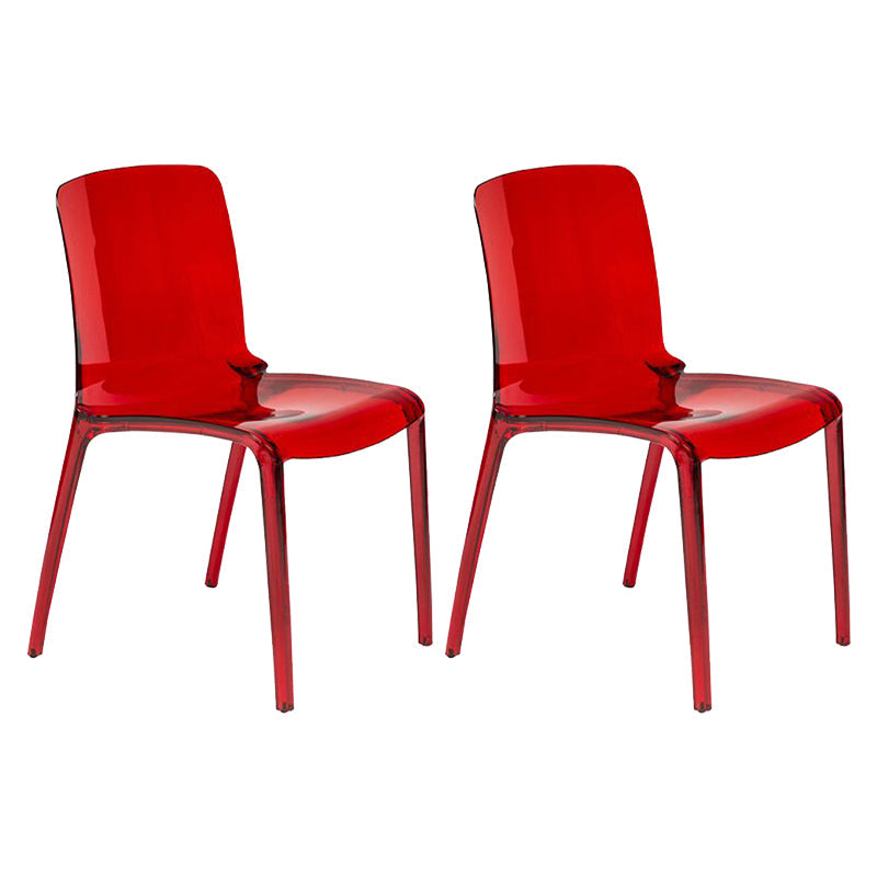 Scandinavian Style Plastic Chair Set Solid Back Side Kitchen Dining Chairs Red 2 Piece Set Clearhalo ' kitchen&dining_furn' 'Dining Chairs' 'Dining Tables & Seating' 'dining_chair' 'furn' 'furn_dining_chair' 'Furniture' 'furniture_dining_chair' 'Kitchen & Dining Furniture' 'kitchen' 3967897