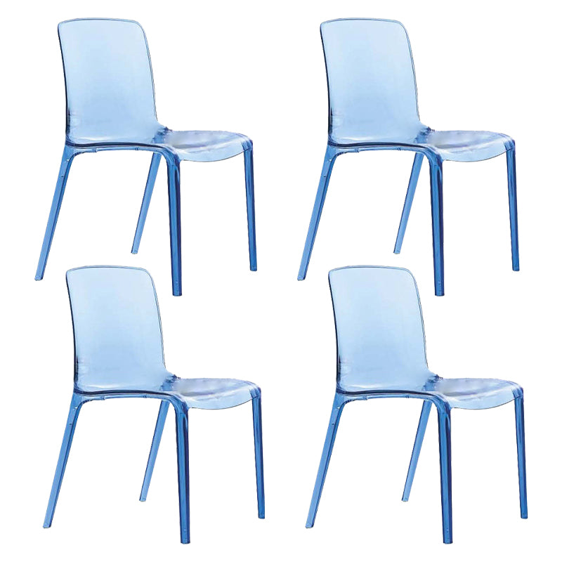 Scandinavian Style Plastic Chair Set Solid Back Side Kitchen Dining Chairs Blue 4 Piece Set Clearhalo ' kitchen&dining_furn' 'Dining Chairs' 'Dining Tables & Seating' 'dining_chair' 'furn' 'furn_dining_chair' 'Furniture' 'furniture_dining_chair' 'Kitchen & Dining Furniture' 'kitchen' 3967904