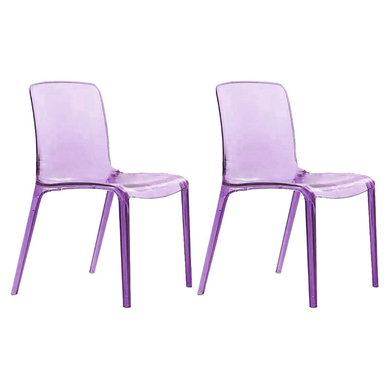 Scandinavian Style Plastic Chair Set Solid Back Side Kitchen Dining Chairs Purple 2 Piece Set Clearhalo ' kitchen&dining_furn' 'Dining Chairs' 'Dining Tables & Seating' 'dining_chair' 'furn' 'furn_dining_chair' 'Furniture' 'furniture_dining_chair' 'Kitchen & Dining Furniture' 'kitchen' 3967908