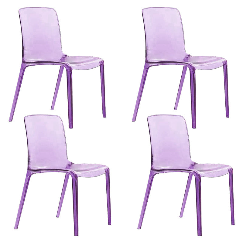 Scandinavian Style Plastic Chair Set Solid Back Side Kitchen Dining Chairs Purple 4 Piece Set Clearhalo ' kitchen&dining_furn' 'Dining Chairs' 'Dining Tables & Seating' 'dining_chair' 'furn' 'furn_dining_chair' 'Furniture' 'furniture_dining_chair' 'Kitchen & Dining Furniture' 'kitchen' 3967911