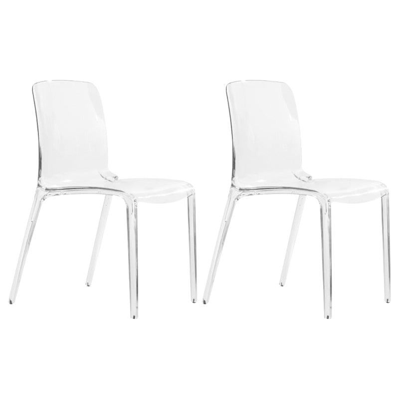 Scandinavian Style Plastic Chair Set Solid Back Side Kitchen Dining Chairs Clear 2 Piece Set Clearhalo ' kitchen&dining_furn' 'Dining Chairs' 'Dining Tables & Seating' 'dining_chair' 'furn' 'furn_dining_chair' 'Furniture' 'furniture_dining_chair' 'Kitchen & Dining Furniture' 'kitchen' 3967914