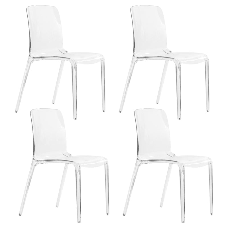 Scandinavian Style Plastic Chair Set Solid Back Side Kitchen Dining Chairs Clear 4 Piece Set Clearhalo ' kitchen&dining_furn' 'Dining Chairs' 'Dining Tables & Seating' 'dining_chair' 'furn' 'furn_dining_chair' 'Furniture' 'furniture_dining_chair' 'Kitchen & Dining Furniture' 'kitchen' 3967916