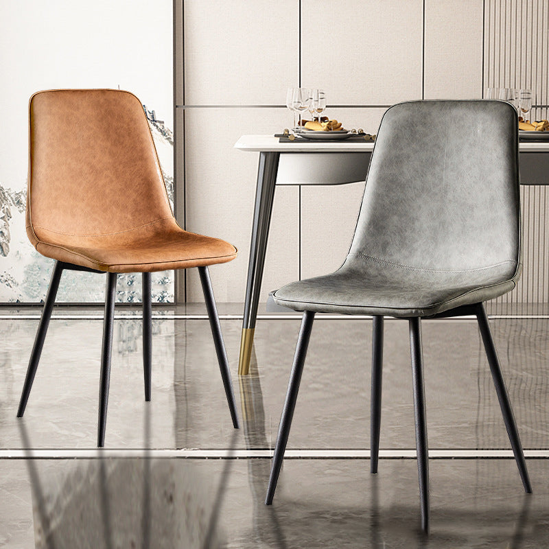 Scandinavian Style Metal Chairs Set Kitchen Dining Solid Back Side Chairs Clearhalo ' kitchen&dining_furn' 'Dining Chairs' 'Dining Tables & Seating' 'dining_chair' 'furn' 'furn_dining_chair' 'Furniture' 'furniture_dining_chair' 'Kitchen & Dining Furniture' 'kitchen' 3967918