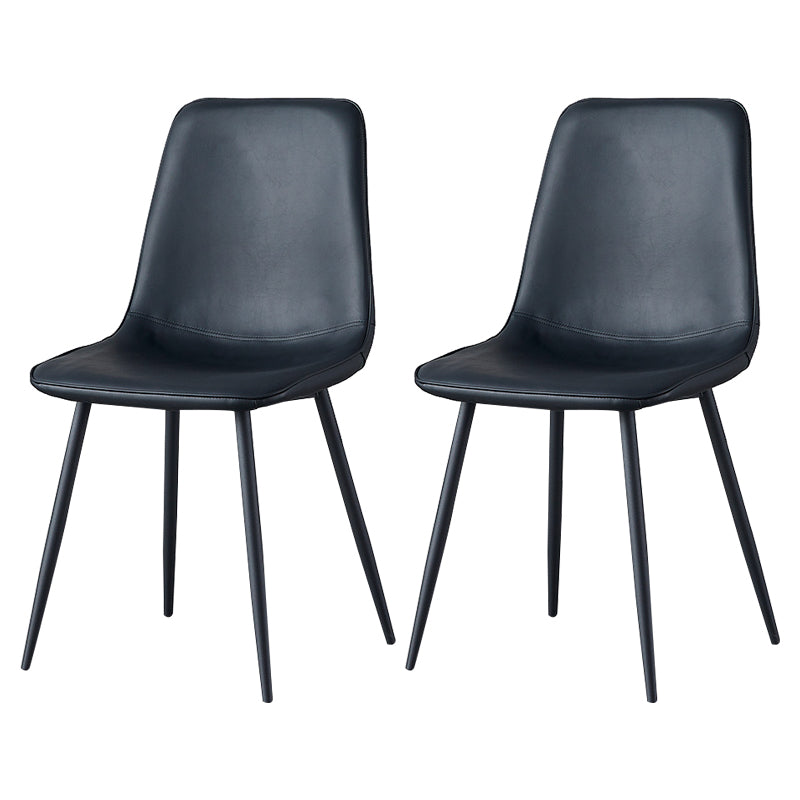 Scandinavian Style Metal Chairs Set Kitchen Dining Solid Back Side Chairs Black 2 Piece Set Clearhalo ' kitchen&dining_furn' 'Dining Chairs' 'Dining Tables & Seating' 'dining_chair' 'furn' 'furn_dining_chair' 'Furniture' 'furniture_dining_chair' 'Kitchen & Dining Furniture' 'kitchen' 3967919