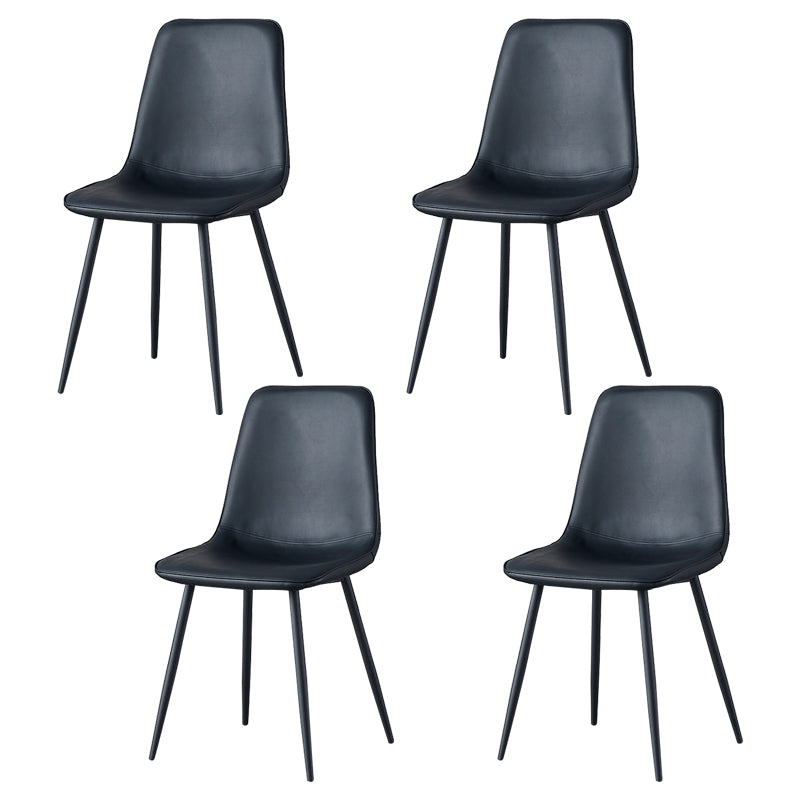 Scandinavian Style Metal Chairs Set Kitchen Dining Solid Back Side Chairs Black 4 Piece Set Clearhalo ' kitchen&dining_furn' 'Dining Chairs' 'Dining Tables & Seating' 'dining_chair' 'furn' 'furn_dining_chair' 'Furniture' 'furniture_dining_chair' 'Kitchen & Dining Furniture' 'kitchen' 3967921
