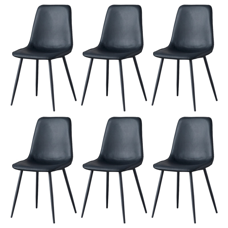 Scandinavian Style Metal Chairs Set Kitchen Dining Solid Back Side Chairs Black 6 Piece Set Clearhalo ' kitchen&dining_furn' 'Dining Chairs' 'Dining Tables & Seating' 'dining_chair' 'furn' 'furn_dining_chair' 'Furniture' 'furniture_dining_chair' 'Kitchen & Dining Furniture' 'kitchen' 3967923