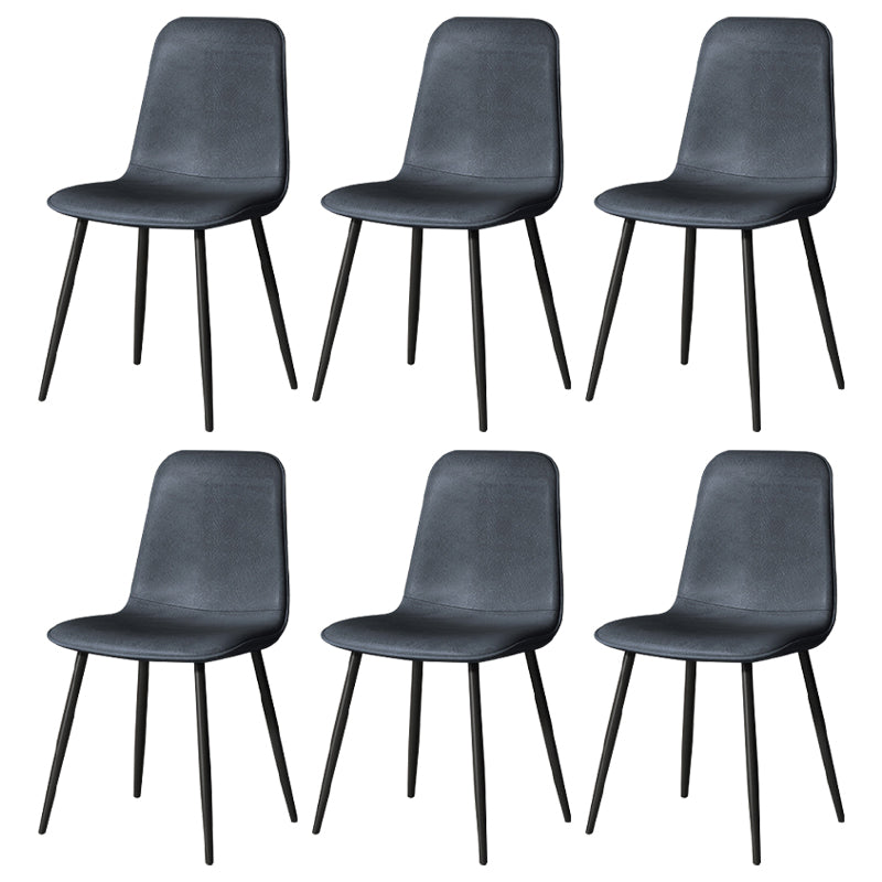 Scandinavian Style Metal Chairs Set Kitchen Dining Solid Back Side Chairs Grey 6 Piece Set Clearhalo ' kitchen&dining_furn' 'Dining Chairs' 'Dining Tables & Seating' 'dining_chair' 'furn' 'furn_dining_chair' 'Furniture' 'furniture_dining_chair' 'Kitchen & Dining Furniture' 'kitchen' 3967928