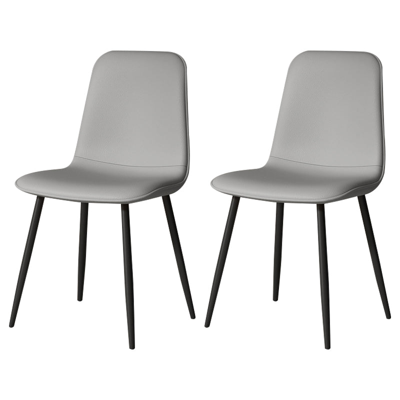 Scandinavian Style Metal Chairs Set Kitchen Dining Solid Back Side Chairs Dark Gray 2 Piece Set Clearhalo ' kitchen&dining_furn' 'Dining Chairs' 'Dining Tables & Seating' 'dining_chair' 'furn' 'furn_dining_chair' 'Furniture' 'furniture_dining_chair' 'Kitchen & Dining Furniture' 'kitchen' 3967931