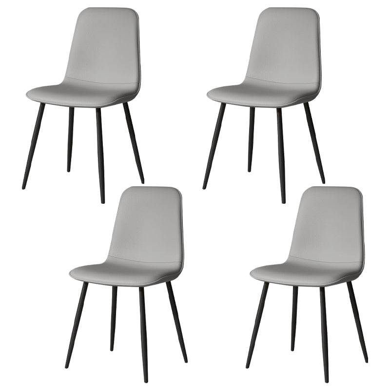 Scandinavian Style Metal Chairs Set Kitchen Dining Solid Back Side Chairs Dark Gray 4 Piece Set Clearhalo ' kitchen&dining_furn' 'Dining Chairs' 'Dining Tables & Seating' 'dining_chair' 'furn' 'furn_dining_chair' 'Furniture' 'furniture_dining_chair' 'Kitchen & Dining Furniture' 'kitchen' 3967933