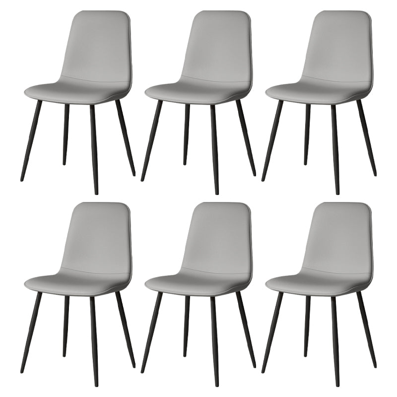 Scandinavian Style Metal Chairs Set Kitchen Dining Solid Back Side Chairs Dark Gray 6 Piece Set Clearhalo ' kitchen&dining_furn' 'Dining Chairs' 'Dining Tables & Seating' 'dining_chair' 'furn' 'furn_dining_chair' 'Furniture' 'furniture_dining_chair' 'Kitchen & Dining Furniture' 'kitchen' 3967935