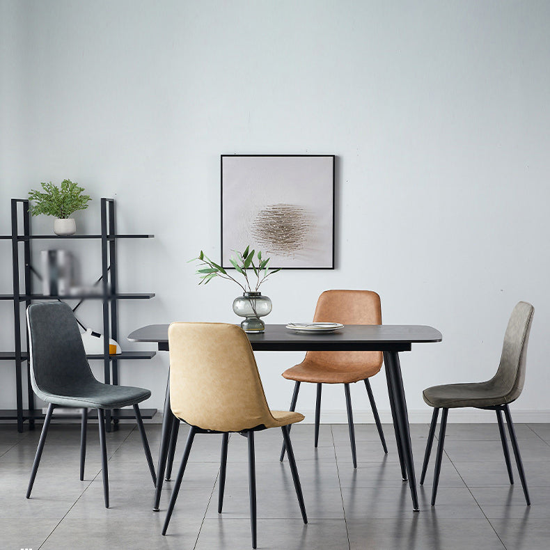 Scandinavian Style Metal Chairs Set Kitchen Dining Solid Back Side Chairs Clearhalo ' kitchen&dining_furn' 'Dining Chairs' 'Dining Tables & Seating' 'dining_chair' 'furn' 'furn_dining_chair' 'Furniture' 'furniture_dining_chair' 'Kitchen & Dining Furniture' 'kitchen' 3967937