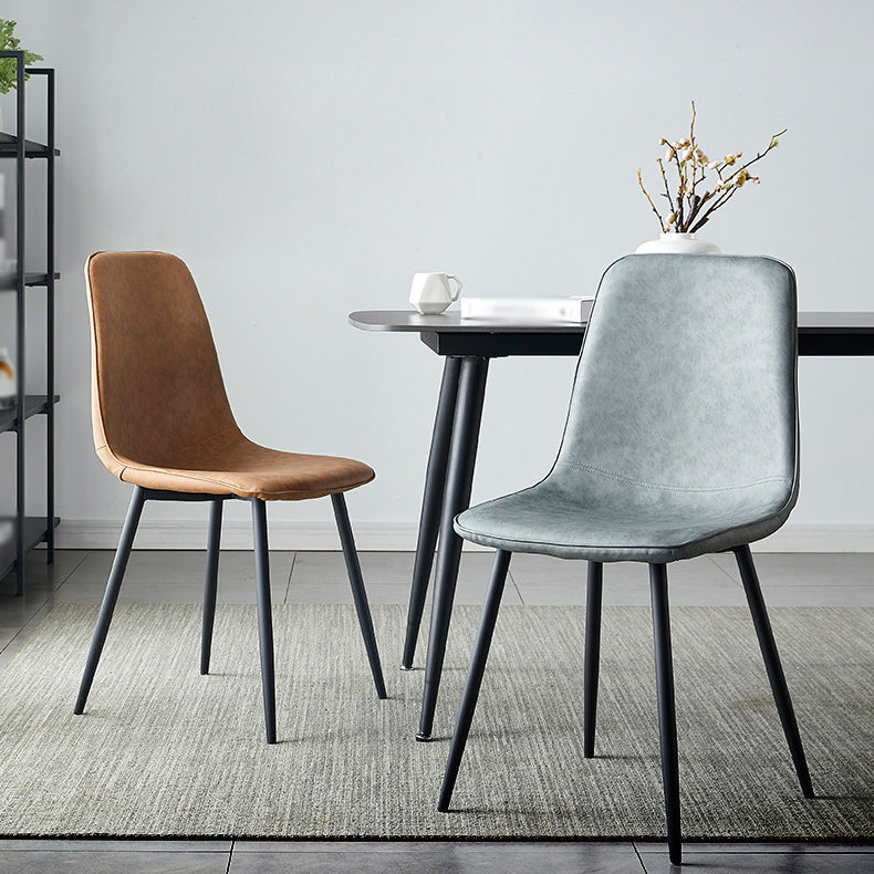 Scandinavian Style Metal Chairs Set Kitchen Dining Solid Back Side Chairs Clearhalo ' kitchen&dining_furn' 'Dining Chairs' 'Dining Tables & Seating' 'dining_chair' 'furn' 'furn_dining_chair' 'Furniture' 'furniture_dining_chair' 'Kitchen & Dining Furniture' 'kitchen' 3967938