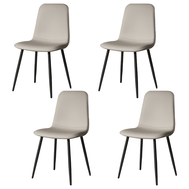 Scandinavian Style Metal Chairs Set Kitchen Dining Solid Back Side Chairs Light Gray 4 Piece Set Clearhalo ' kitchen&dining_furn' 'Dining Chairs' 'Dining Tables & Seating' 'dining_chair' 'furn' 'furn_dining_chair' 'Furniture' 'furniture_dining_chair' 'Kitchen & Dining Furniture' 'kitchen' 3967939