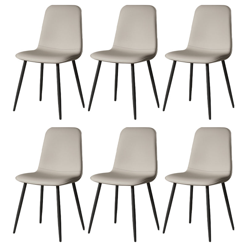 Scandinavian Style Metal Chairs Set Kitchen Dining Solid Back Side Chairs Light Gray 6 Piece Set Clearhalo ' kitchen&dining_furn' 'Dining Chairs' 'Dining Tables & Seating' 'dining_chair' 'furn' 'furn_dining_chair' 'Furniture' 'furniture_dining_chair' 'Kitchen & Dining Furniture' 'kitchen' 3967940