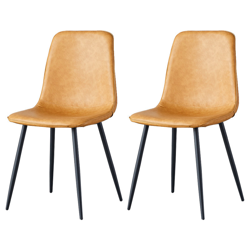 Scandinavian Style Metal Chairs Set Kitchen Dining Solid Back Side Chairs Orange 2 Piece Set Clearhalo ' kitchen&dining_furn' 'Dining Chairs' 'Dining Tables & Seating' 'dining_chair' 'furn' 'furn_dining_chair' 'Furniture' 'furniture_dining_chair' 'Kitchen & Dining Furniture' 'kitchen' 3967941