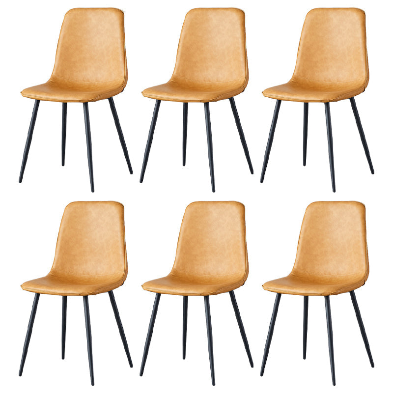 Scandinavian Style Metal Chairs Set Kitchen Dining Solid Back Side Chairs Orange 6 Piece Set Clearhalo ' kitchen&dining_furn' 'Dining Chairs' 'Dining Tables & Seating' 'dining_chair' 'furn' 'furn_dining_chair' 'Furniture' 'furniture_dining_chair' 'Kitchen & Dining Furniture' 'kitchen' 3967943