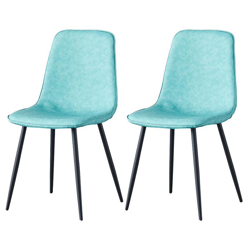 Scandinavian Style Metal Chairs Set Kitchen Dining Solid Back Side Chairs Blue 2 Piece Set Clearhalo ' kitchen&dining_furn' 'Dining Chairs' 'Dining Tables & Seating' 'dining_chair' 'furn' 'furn_dining_chair' 'Furniture' 'furniture_dining_chair' 'Kitchen & Dining Furniture' 'kitchen' 3967944