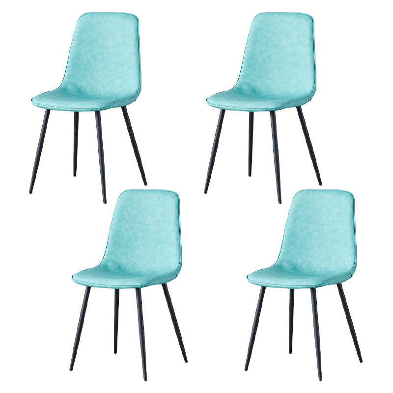 Scandinavian Style Metal Chairs Set Kitchen Dining Solid Back Side Chairs Blue 4 Piece Set Clearhalo ' kitchen&dining_furn' 'Dining Chairs' 'Dining Tables & Seating' 'dining_chair' 'furn' 'furn_dining_chair' 'Furniture' 'furniture_dining_chair' 'Kitchen & Dining Furniture' 'kitchen' 3967945