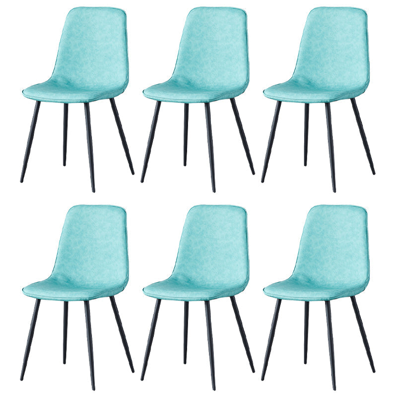 Scandinavian Style Metal Chairs Set Kitchen Dining Solid Back Side Chairs Blue 6 Piece Set Clearhalo ' kitchen&dining_furn' 'Dining Chairs' 'Dining Tables & Seating' 'dining_chair' 'furn' 'furn_dining_chair' 'Furniture' 'furniture_dining_chair' 'Kitchen & Dining Furniture' 'kitchen' 3967946