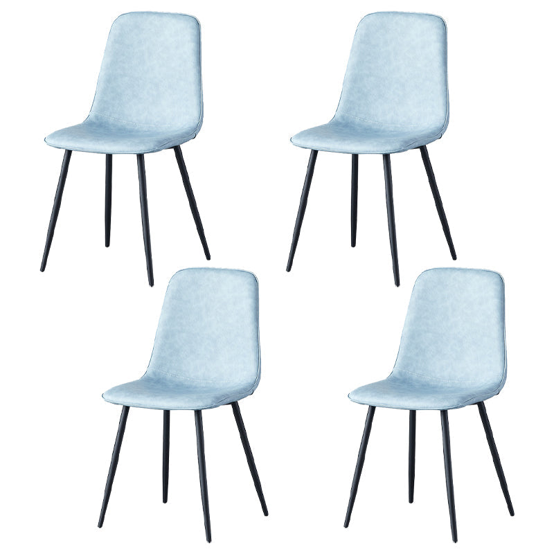 Scandinavian Style Metal Chairs Set Kitchen Dining Solid Back Side Chairs Light Blue 4 Piece Set Clearhalo ' kitchen&dining_furn' 'Dining Chairs' 'Dining Tables & Seating' 'dining_chair' 'furn' 'furn_dining_chair' 'Furniture' 'furniture_dining_chair' 'Kitchen & Dining Furniture' 'kitchen' 3967948