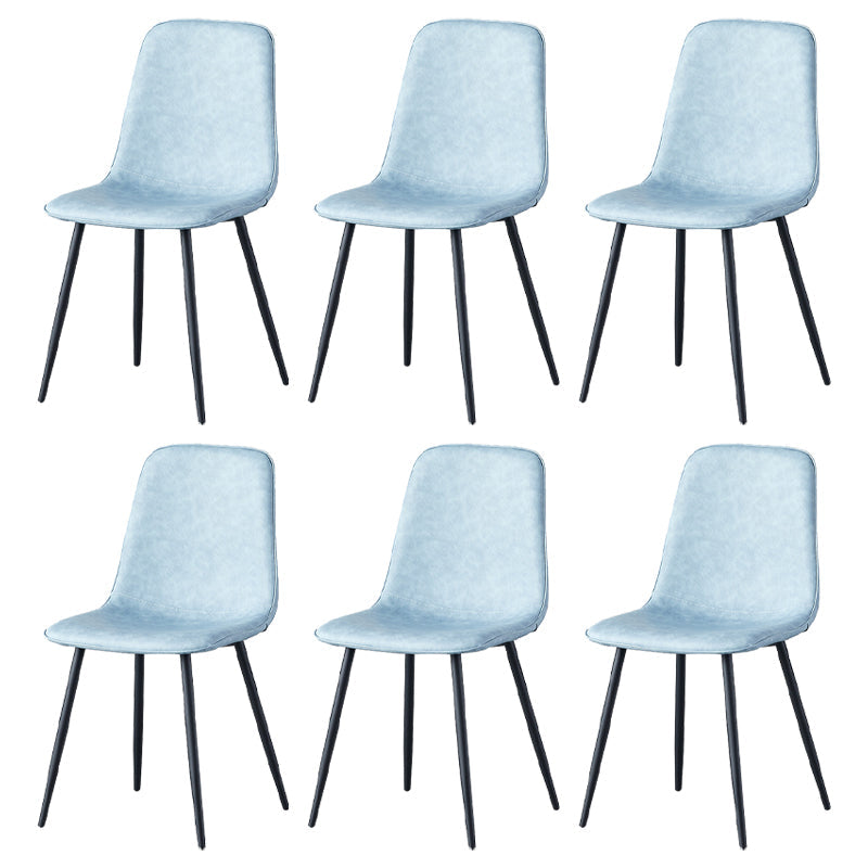 Scandinavian Style Metal Chairs Set Kitchen Dining Solid Back Side Chairs Light Blue 6 Piece Set Clearhalo ' kitchen&dining_furn' 'Dining Chairs' 'Dining Tables & Seating' 'dining_chair' 'furn' 'furn_dining_chair' 'Furniture' 'furniture_dining_chair' 'Kitchen & Dining Furniture' 'kitchen' 3967949