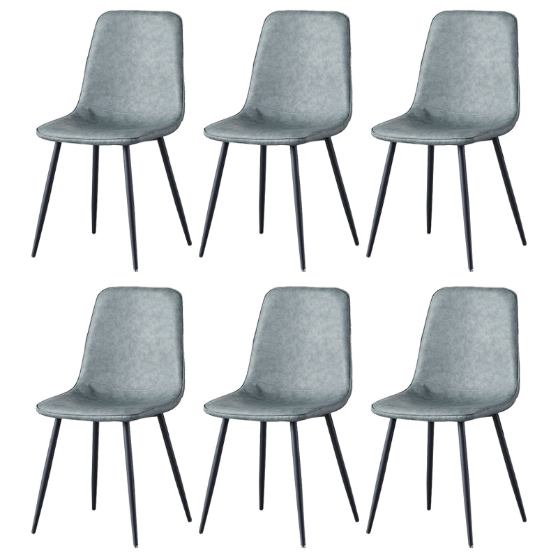 Scandinavian Style Metal Chairs Set Kitchen Dining Solid Back Side Chairs Smoke Gray 6 Piece Set Clearhalo ' kitchen&dining_furn' 'Dining Chairs' 'Dining Tables & Seating' 'dining_chair' 'furn' 'furn_dining_chair' 'Furniture' 'furniture_dining_chair' 'Kitchen & Dining Furniture' 'kitchen' 3967955