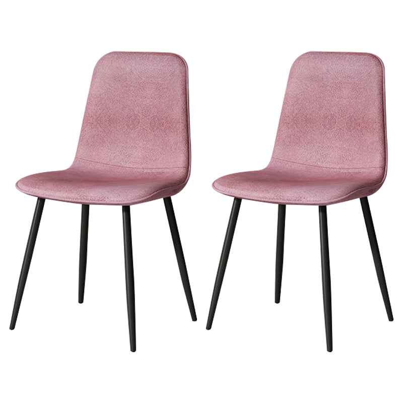 Scandinavian Style Metal Chairs Set Kitchen Dining Solid Back Side Chairs Burgundy 2 Piece Set Clearhalo ' kitchen&dining_furn' 'Dining Chairs' 'Dining Tables & Seating' 'dining_chair' 'furn' 'furn_dining_chair' 'Furniture' 'furniture_dining_chair' 'Kitchen & Dining Furniture' 'kitchen' 3967959