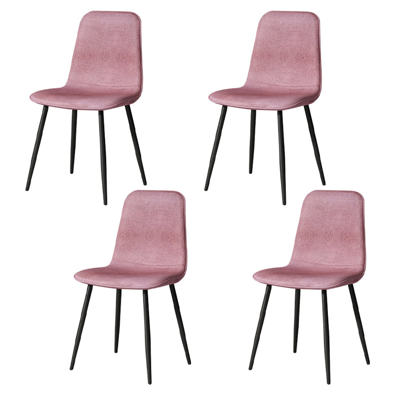 Scandinavian Style Metal Chairs Set Kitchen Dining Solid Back Side Chairs Burgundy 4 Piece Set Clearhalo ' kitchen&dining_furn' 'Dining Chairs' 'Dining Tables & Seating' 'dining_chair' 'furn' 'furn_dining_chair' 'Furniture' 'furniture_dining_chair' 'Kitchen & Dining Furniture' 'kitchen' 3967960