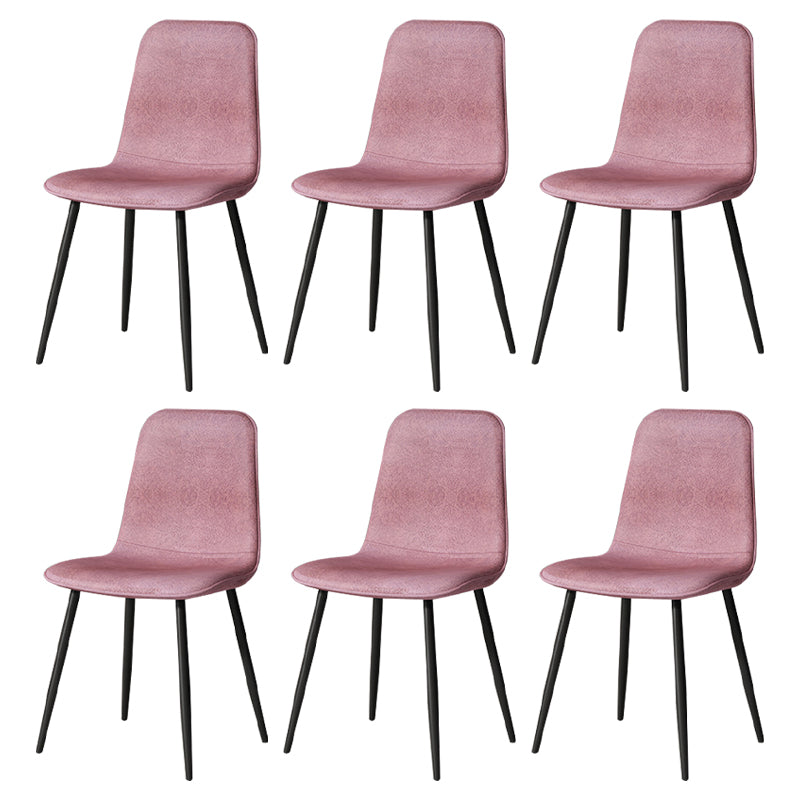 Scandinavian Style Metal Chairs Set Kitchen Dining Solid Back Side Chairs Burgundy 6 Piece Set Clearhalo ' kitchen&dining_furn' 'Dining Chairs' 'Dining Tables & Seating' 'dining_chair' 'furn' 'furn_dining_chair' 'Furniture' 'furniture_dining_chair' 'Kitchen & Dining Furniture' 'kitchen' 3967961