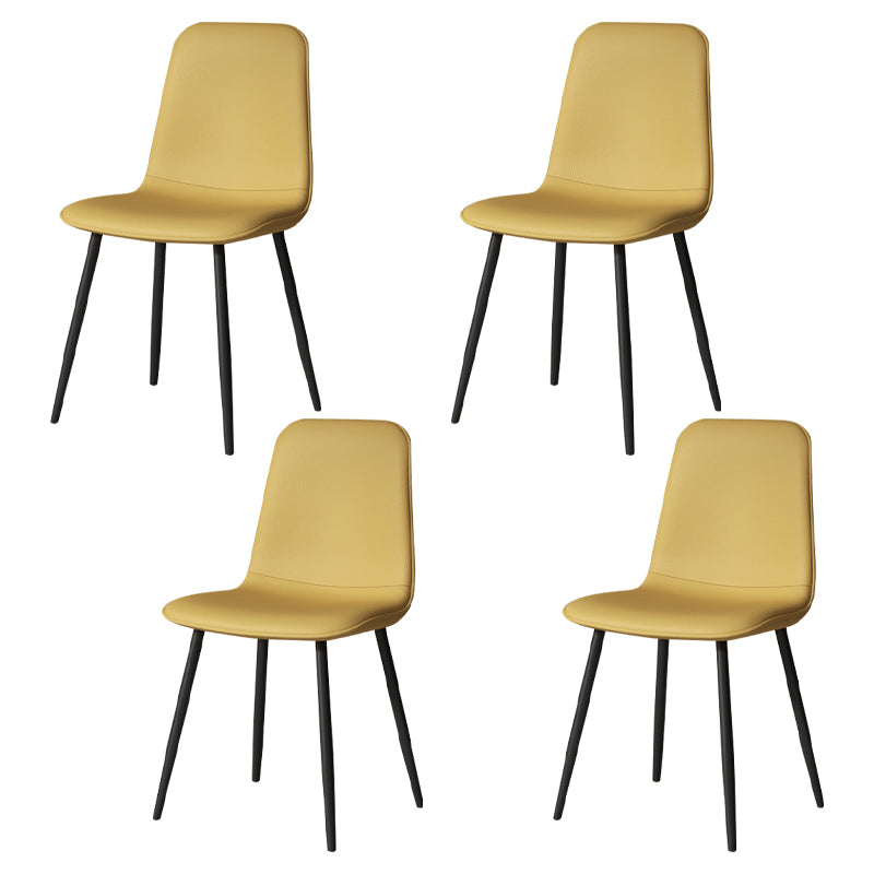 Scandinavian Style Metal Chairs Set Kitchen Dining Solid Back Side Chairs Lemon Yellow 4 Piece Set Clearhalo ' kitchen&dining_furn' 'Dining Chairs' 'Dining Tables & Seating' 'dining_chair' 'furn' 'furn_dining_chair' 'Furniture' 'furniture_dining_chair' 'Kitchen & Dining Furniture' 'kitchen' 3967963